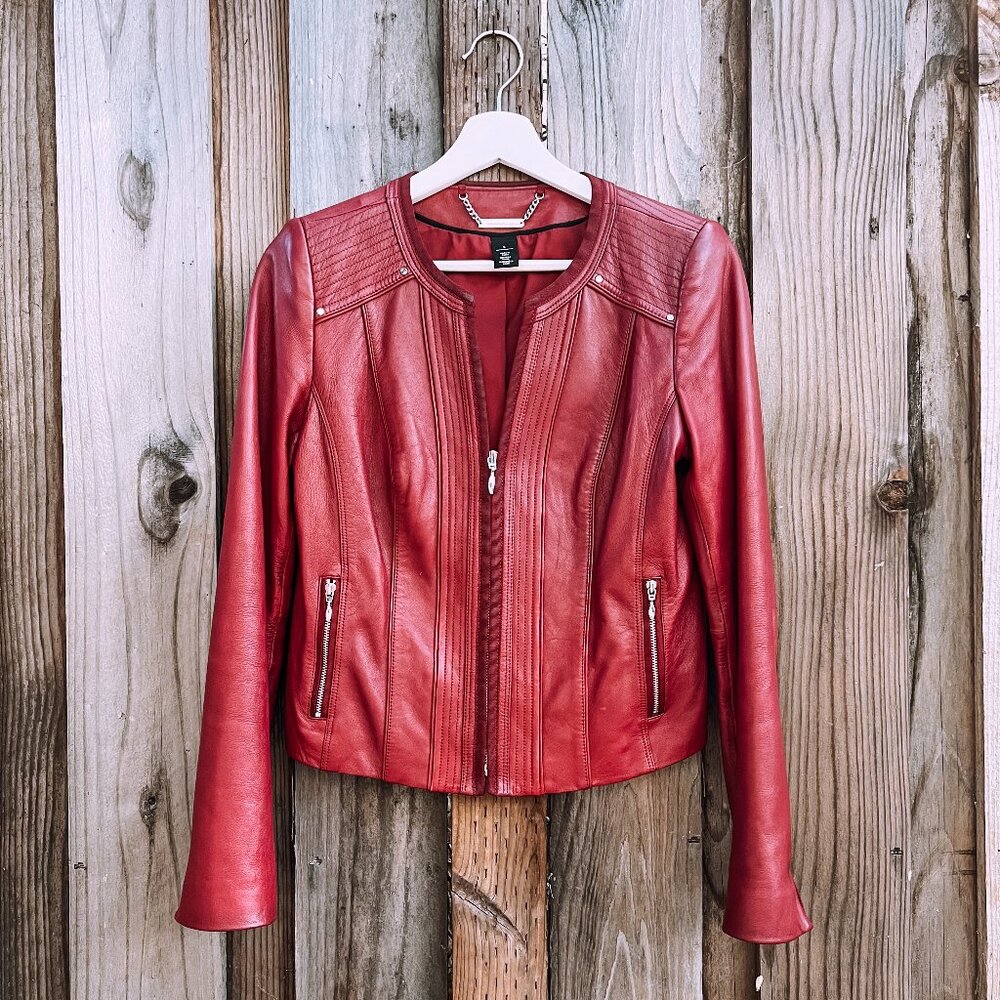 White House Black Market Fitted Leather Women's Jacket (EUC)